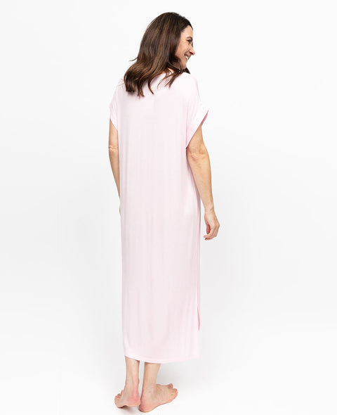 Samantha Women Cap Sleeve Jersey Long Nightdress