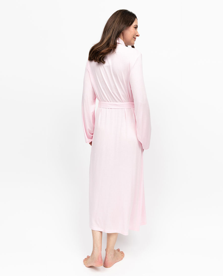 Samantha Womens Lace Detail Jersey Long Dressing Gown