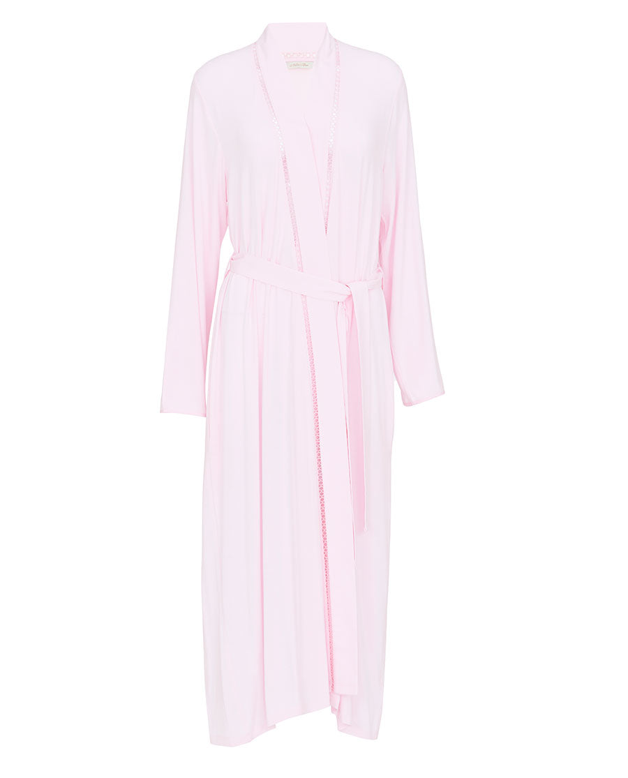 Samantha Womens Lace Detail Jersey Long Dressing Gown