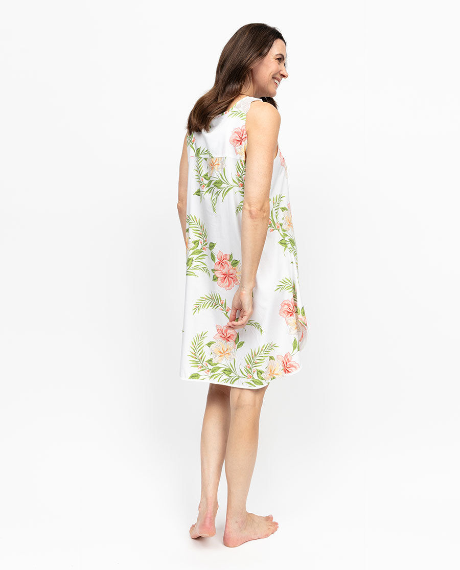 Aimee Womens Scalloped Lace Floral Print Swing Nightdress