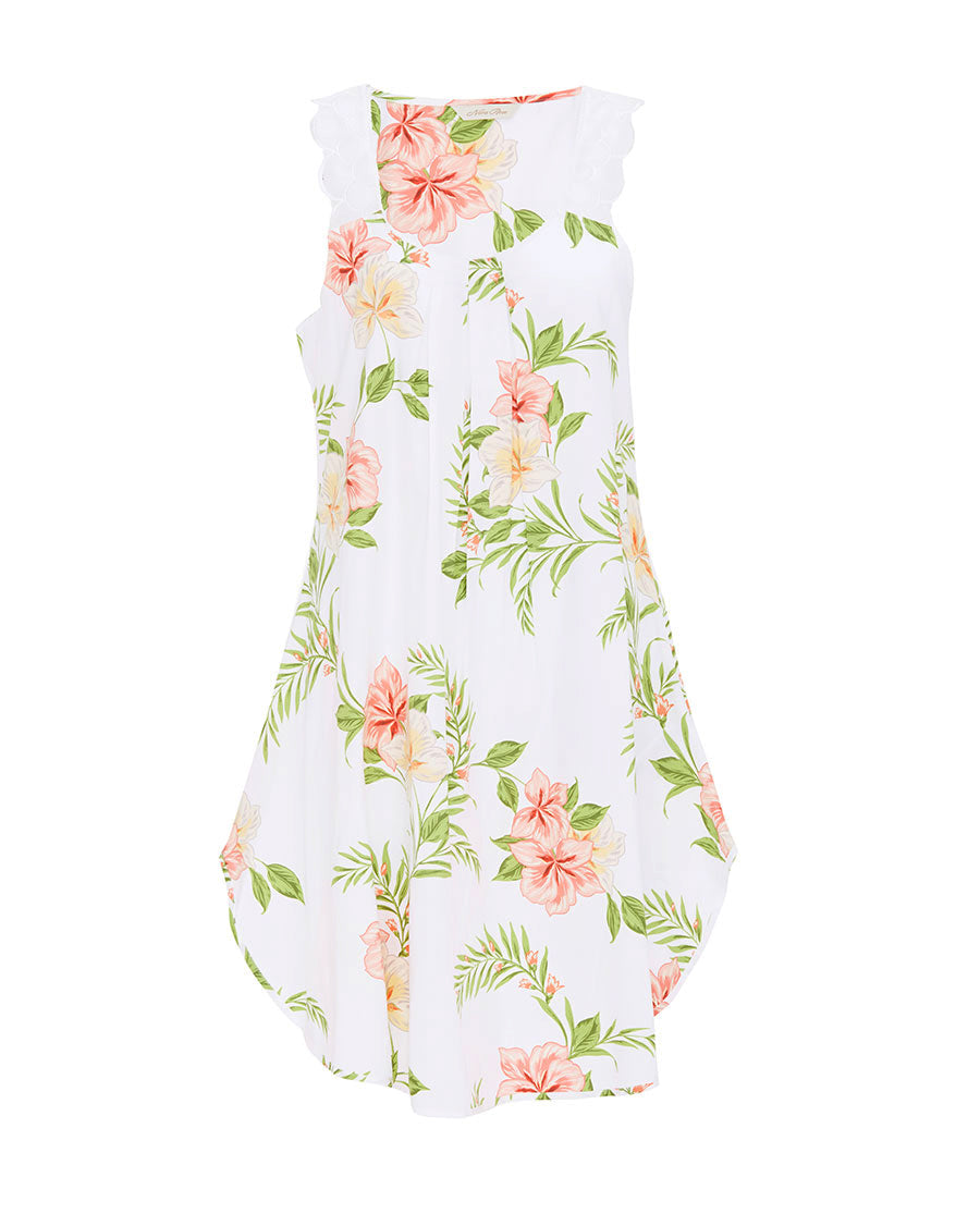 Aimee Womens Scalloped Lace Floral Print Swing Nightdress