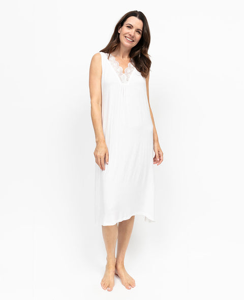 Aimee Womens Scalloped Lace Jersey Swing Nightdress