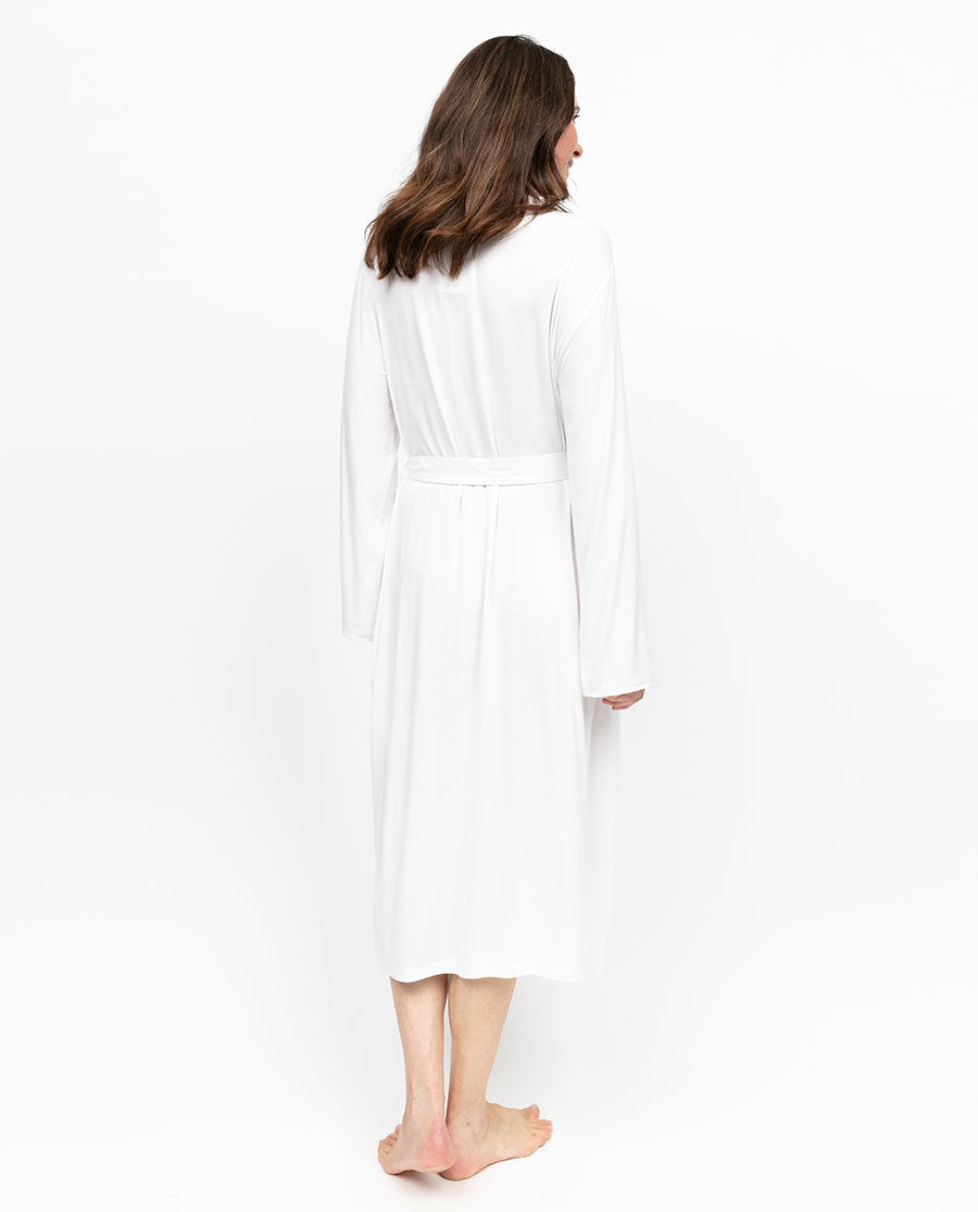 Aimee Womens Scalloped Lace Jersey Long Dressing Gown