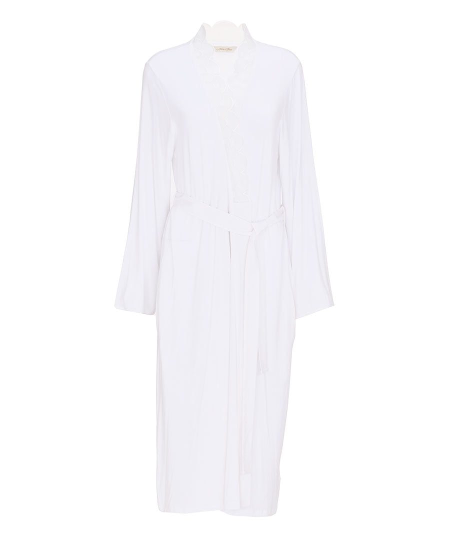 Aimee Womens Scalloped Lace Jersey Long Dressing Gown