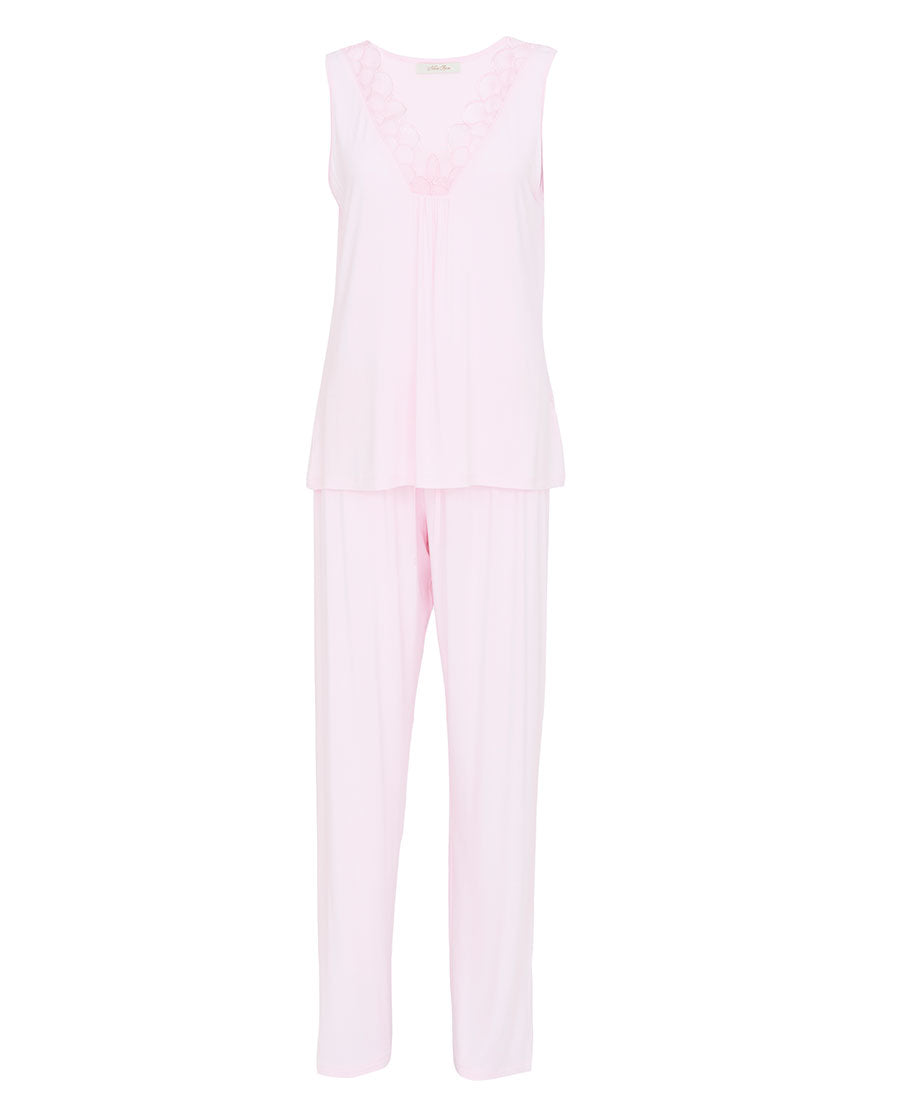 Samantha Womens Lace-Detail Jersey Pyjama Set