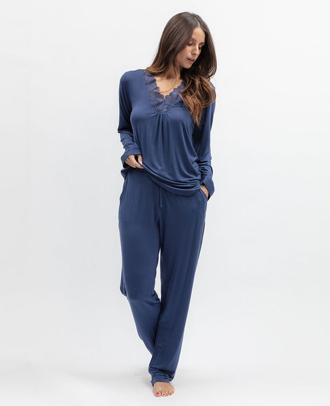 Serene Womens Lace Detail Jersey Pyjama Set
