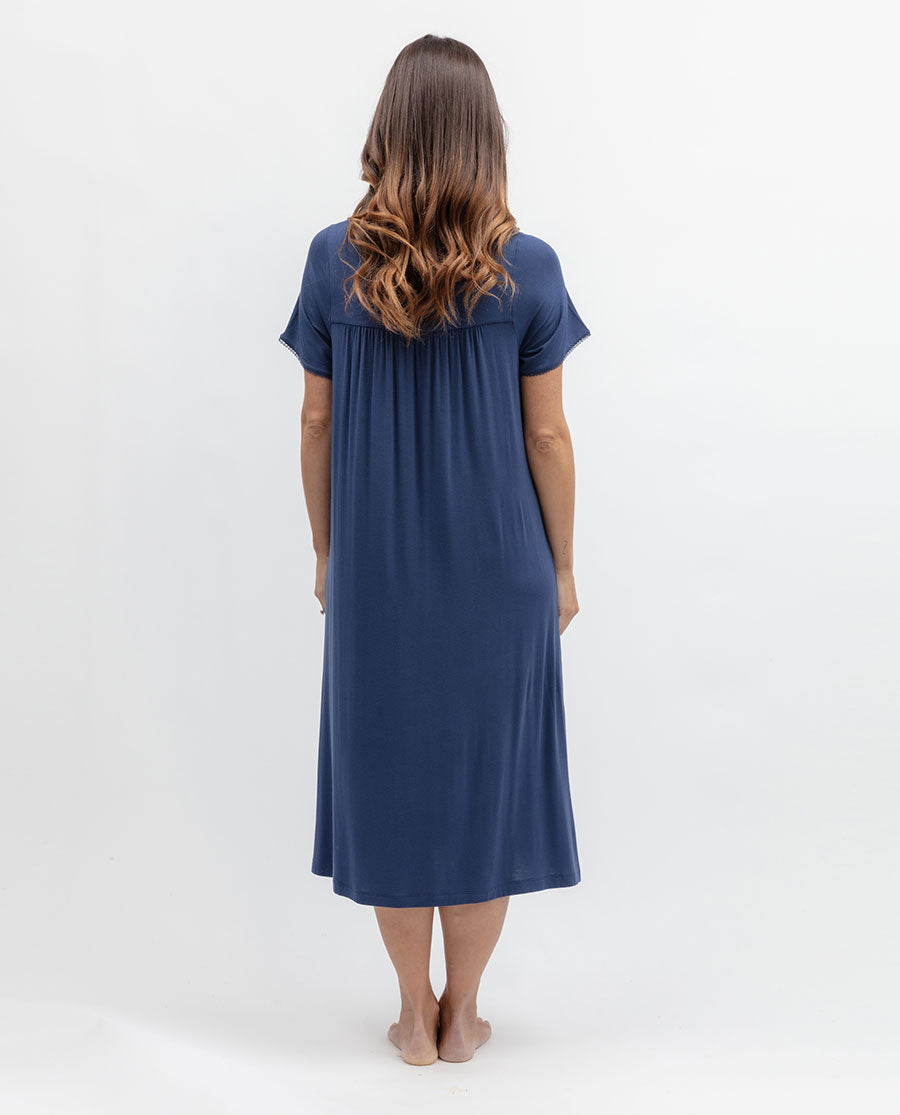 Serene Womens Lace Detail Jersey Midi Nightdress