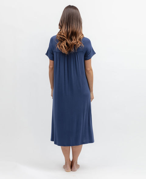 Serene Womens Lace Detail Jersey Midi Nightdress
