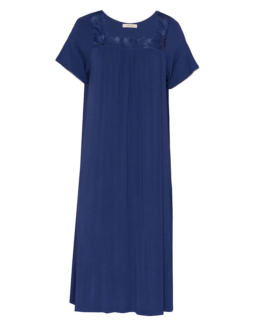 Serene Womens Lace Detail Jersey Midi Nightdress