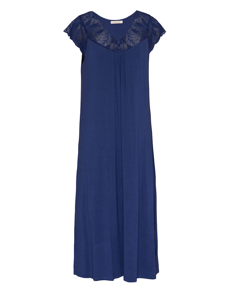 Serene Womens Lace Detail Jersey Long Nightdress