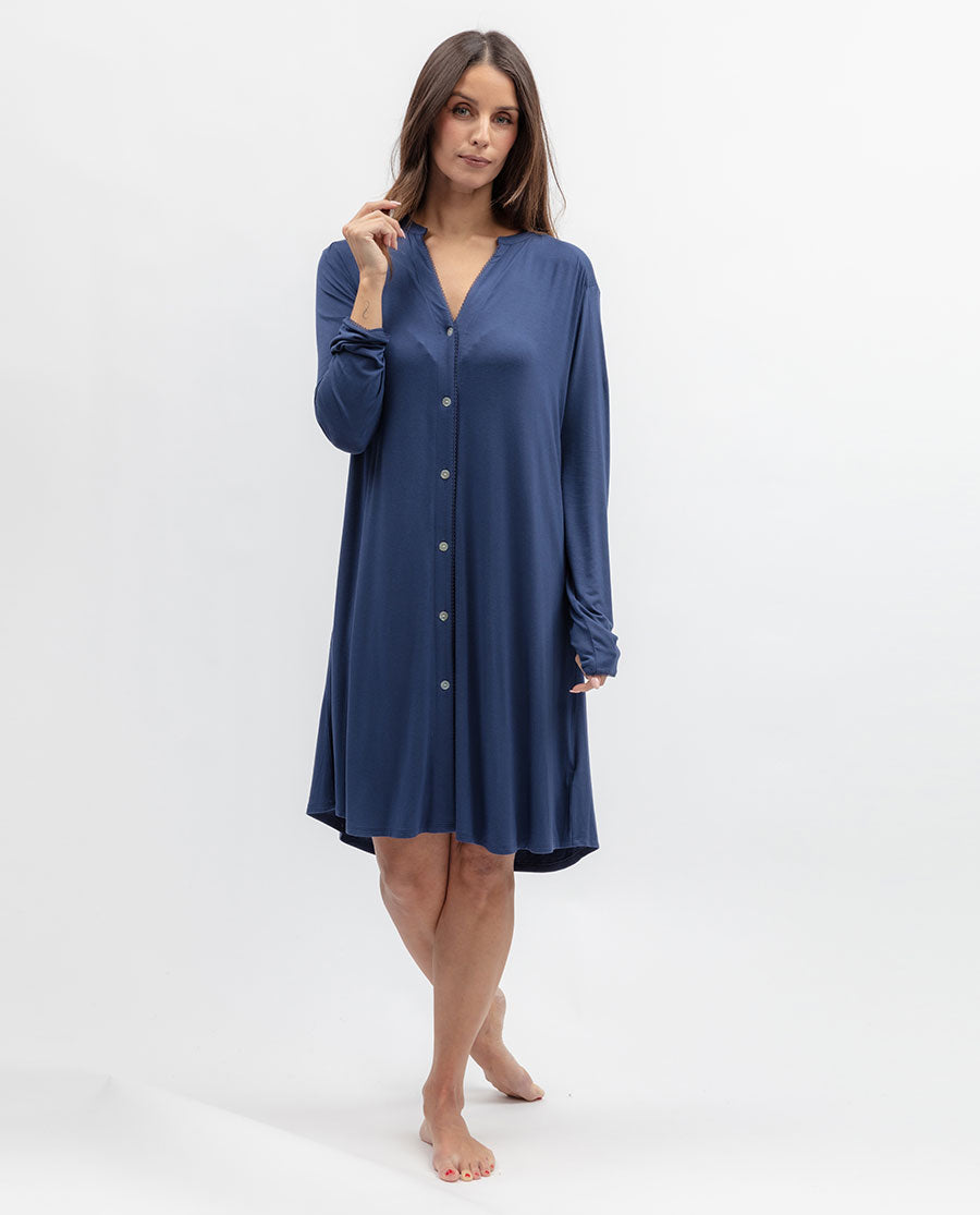 Serene Womens Lace Trim Jersey Nightshirt