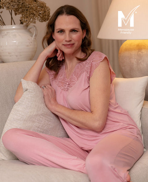 Flowered Field Womens Lace-Detail Jersey Pyjama Set