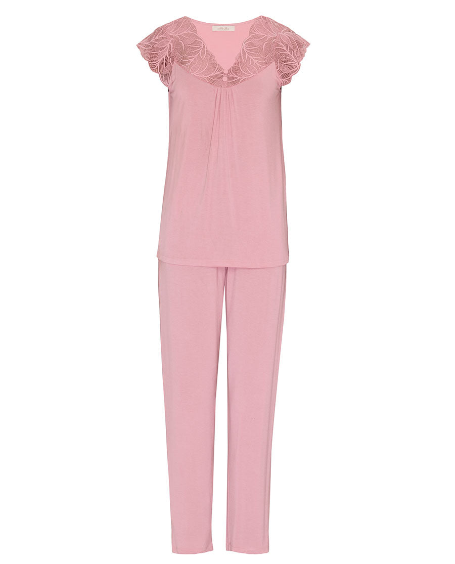 Flowered Field Womens Lace-Detail Jersey Pyjama Set