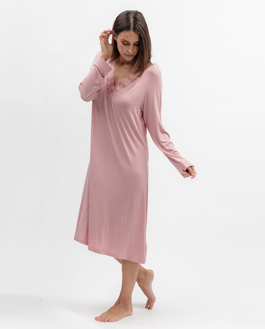 Flowered Field Womens Lace Detail Jersey Short Nightdress