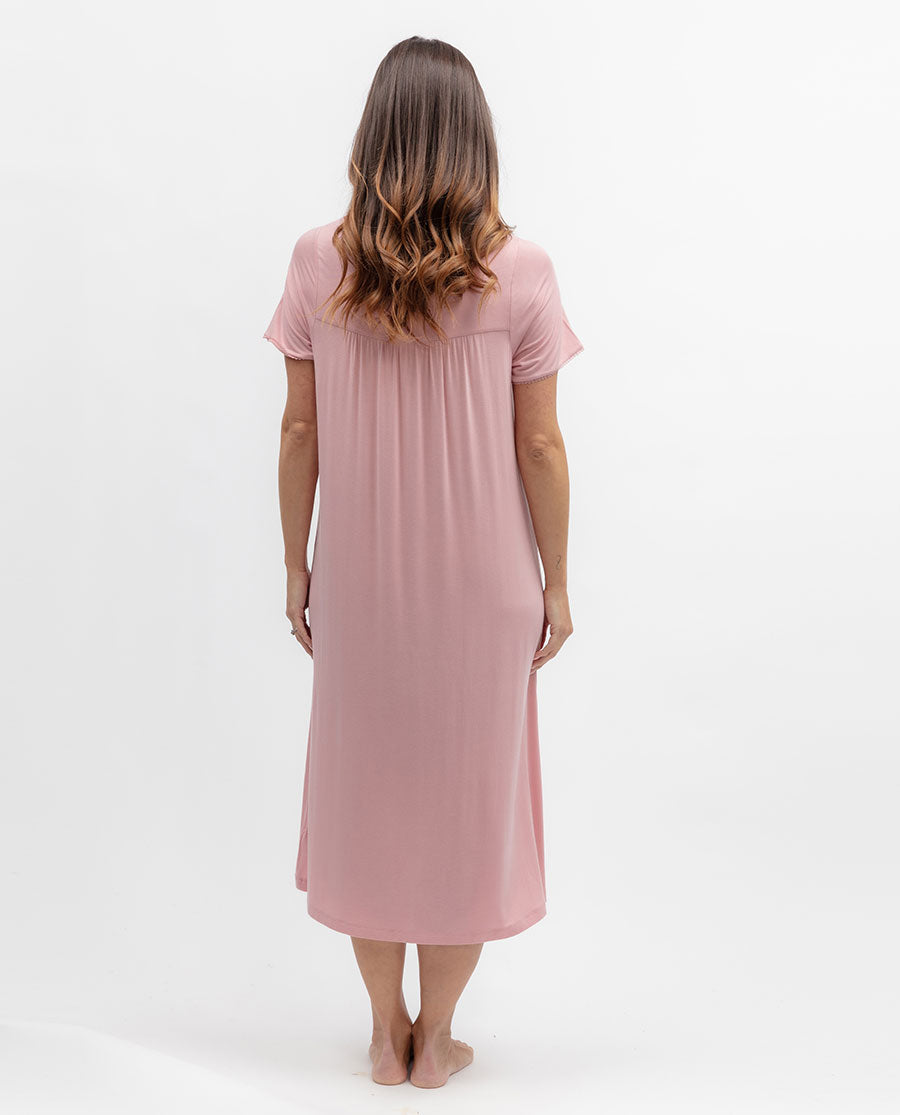 Flowered Field Womens Lace Detail Jersey Midi Nightdress