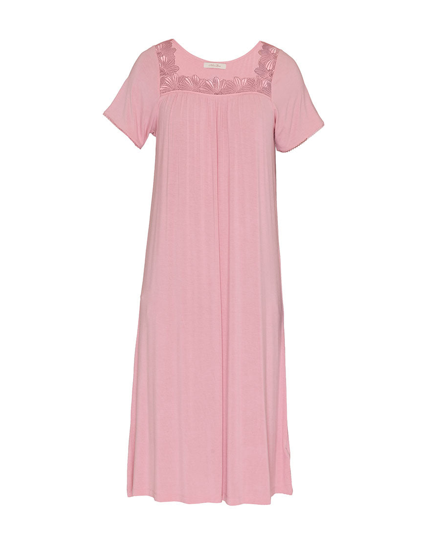 Flowered Field Womens Lace Detail Jersey Midi Nightdress
