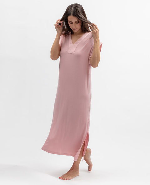 Flowered Field Womens Jersey Long Nightdress