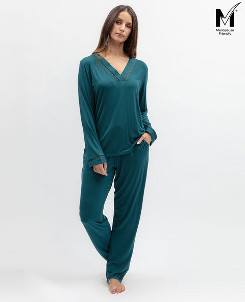 Aurelle Womens Lace Detail Jersey Pyjama Set