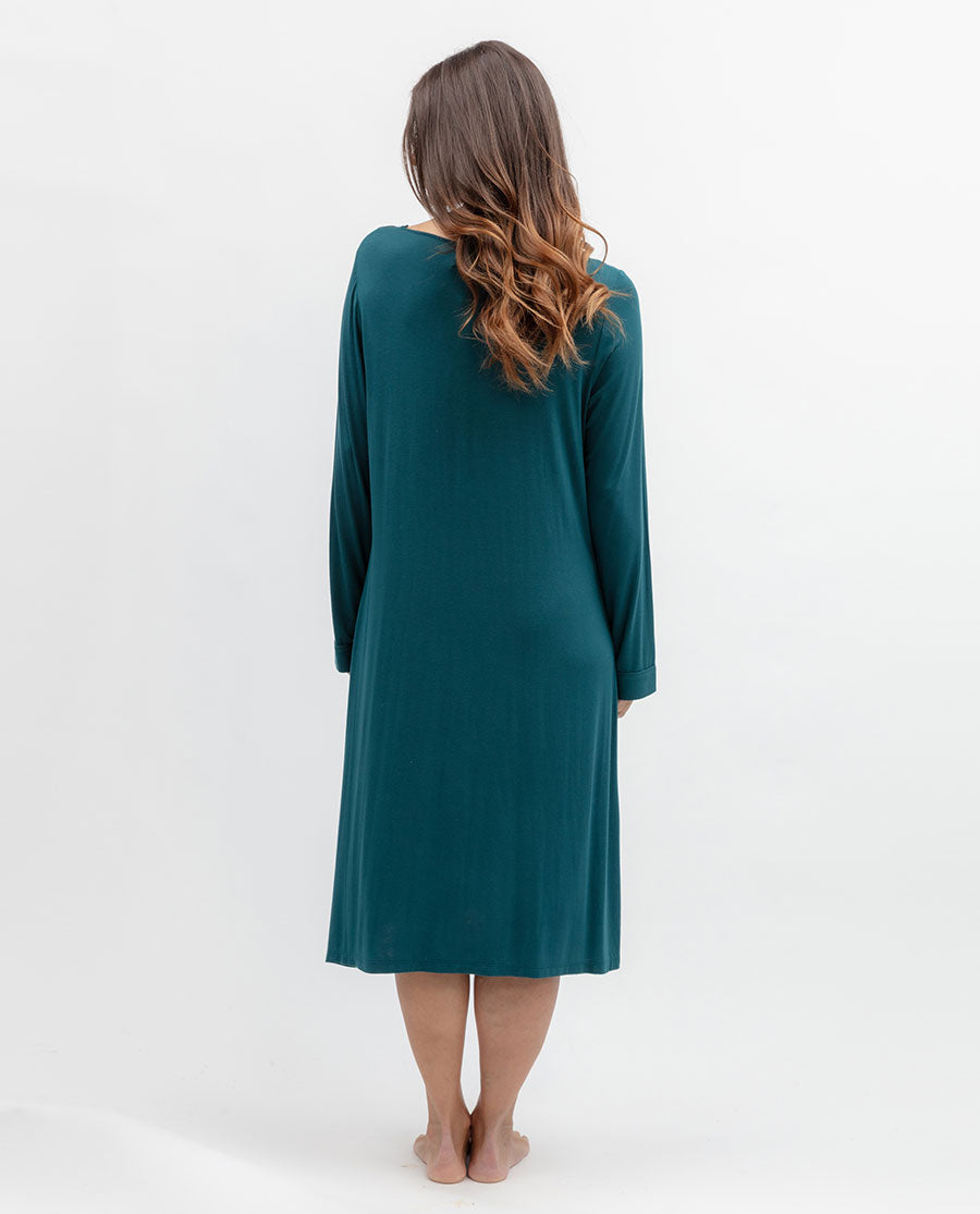 Womens Teal Lace Detail Jersey Short Nightdress