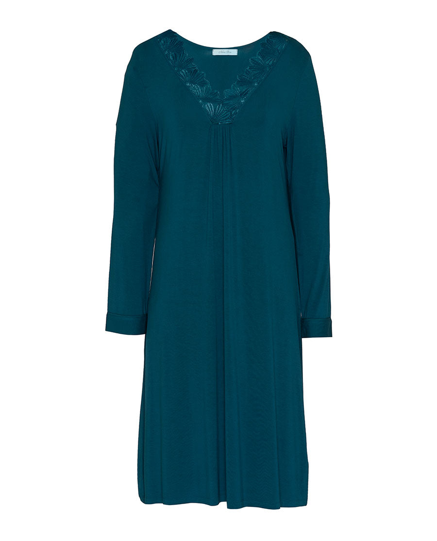 Womens Teal Lace Detail Jersey Short Nightdress