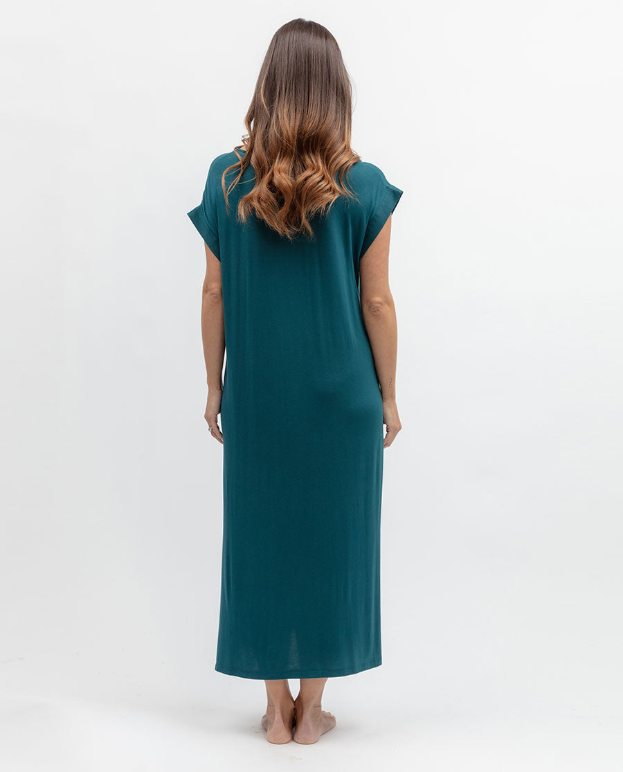Womens Teal Jersey Long Nightdress