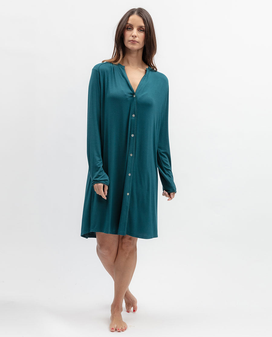 Aurelle Womens Lace Trim Jersey Nightshirt