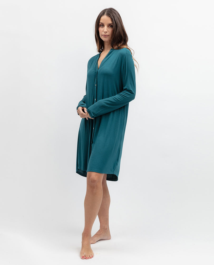 Aurelle Womens Lace Trim Jersey Nightshirt