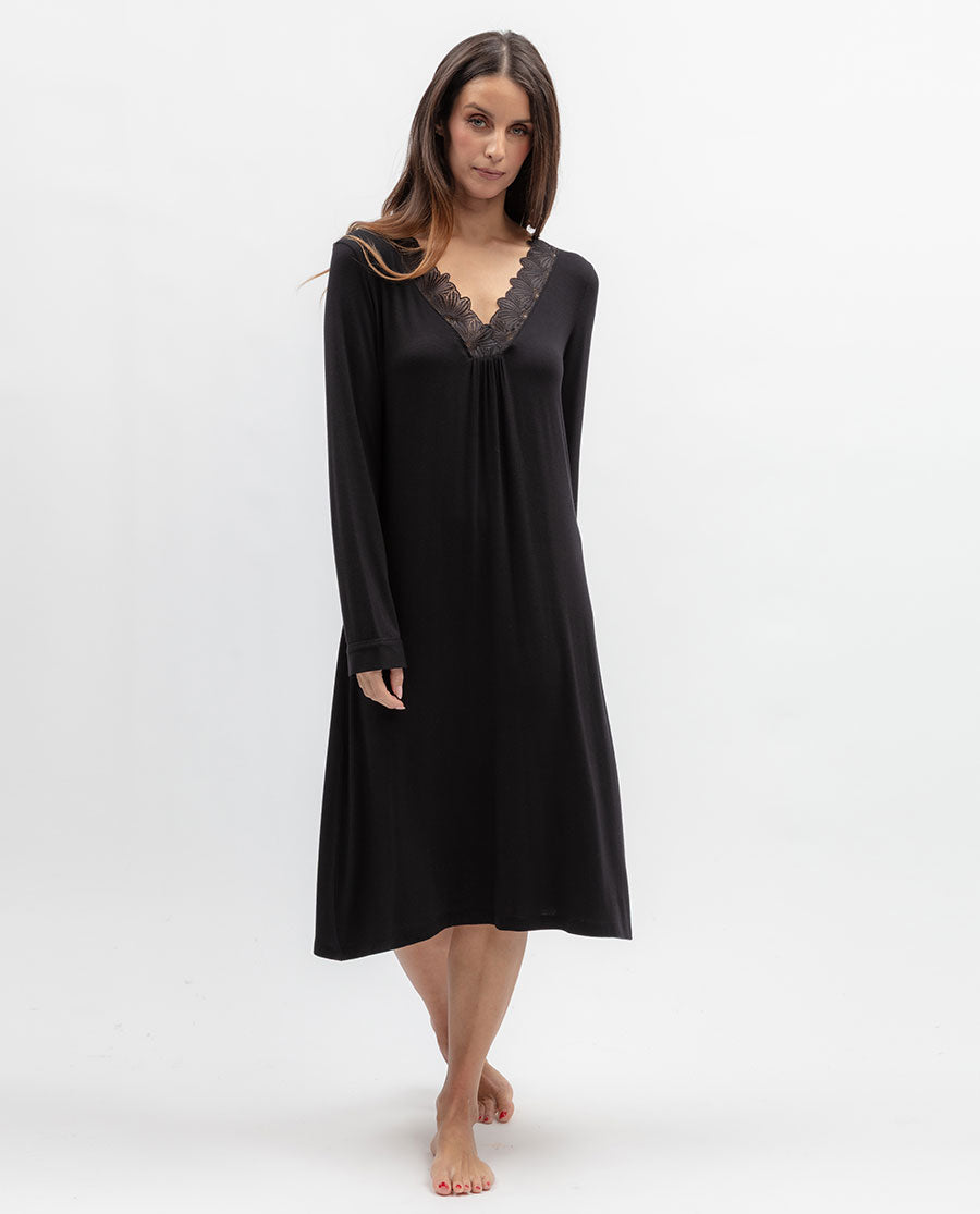 Moonlit Garden Womens Lace Detail Jersey Short Nightdress