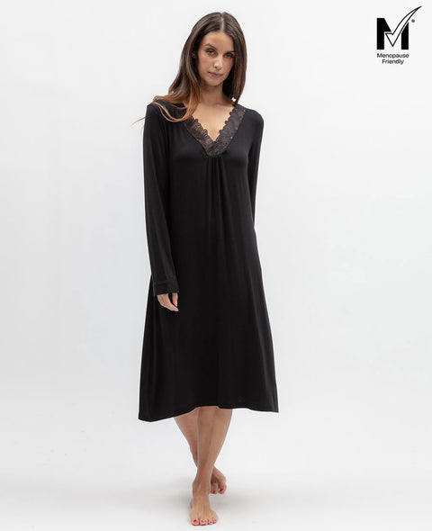 Moonlit Garden Womens Lace Detail Jersey Short Nightdress