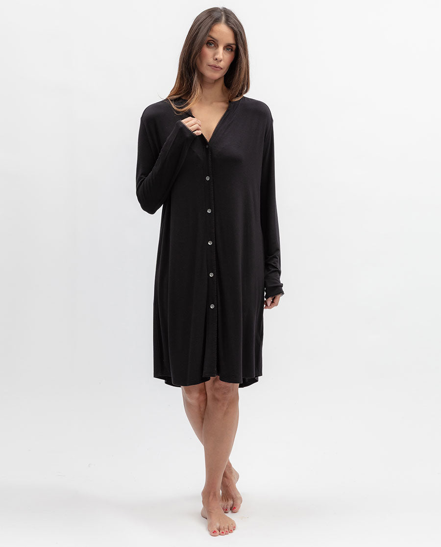 Moonlit Garden Womens Lace Trim Jersey Nightshirt