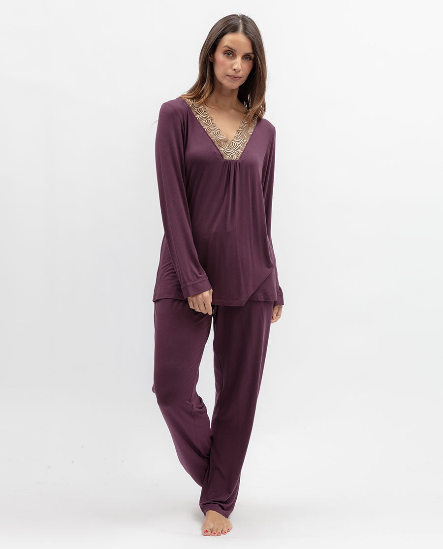Womens Lace Detail Jersey Pyjama Set