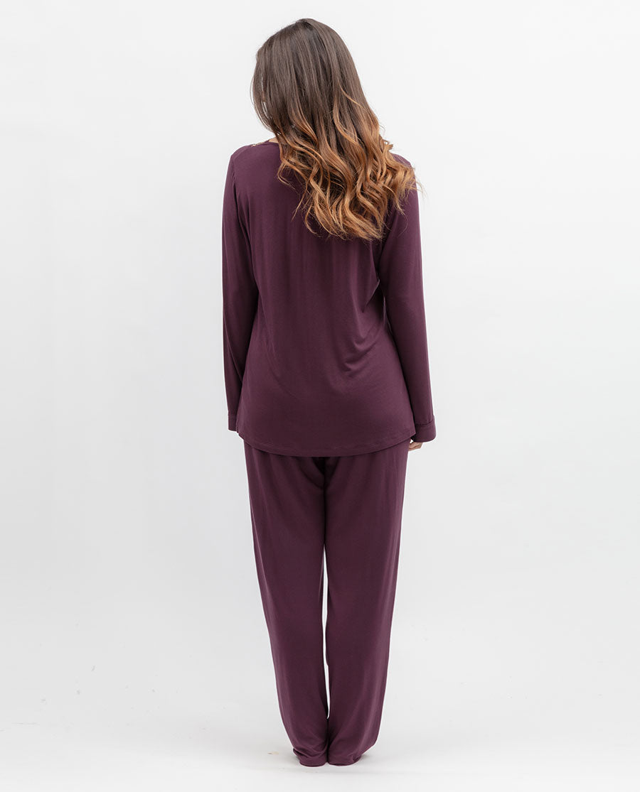 Womens Lace Detail Jersey Pyjama Set
