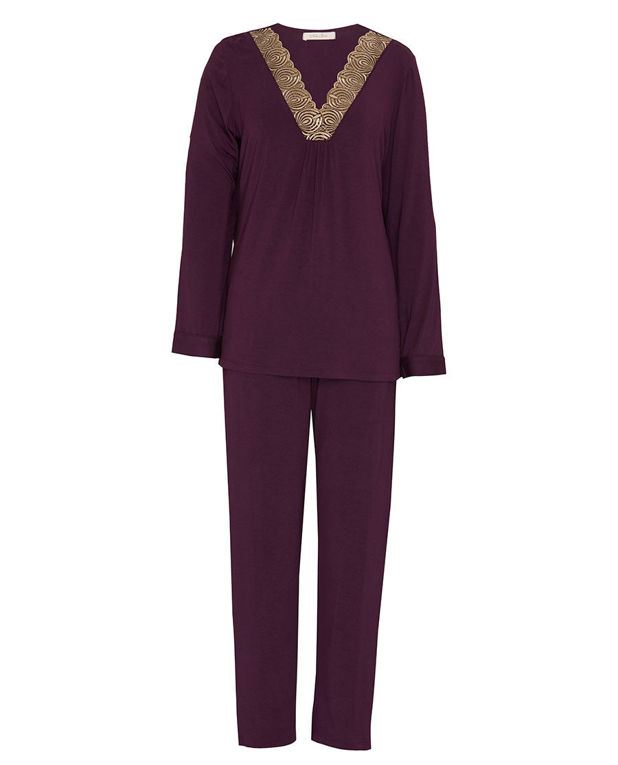 Womens Lace Detail Jersey Pyjama Set