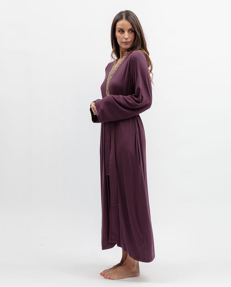Bloom Womens Lace Detail Jersey Long Dressing Gown