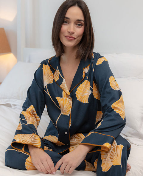 Sapphire Leaf Print Pyjama Set