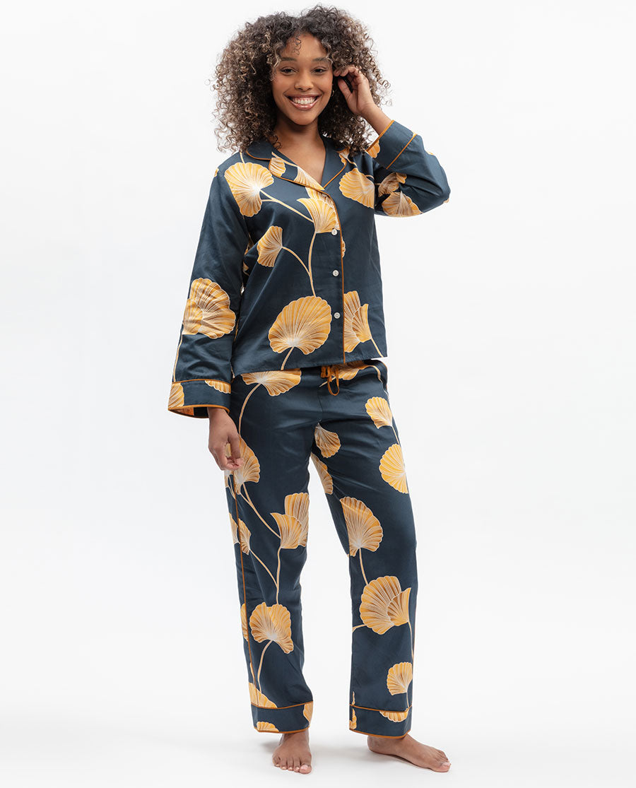 Sapphire Leaf Print Pyjama Set