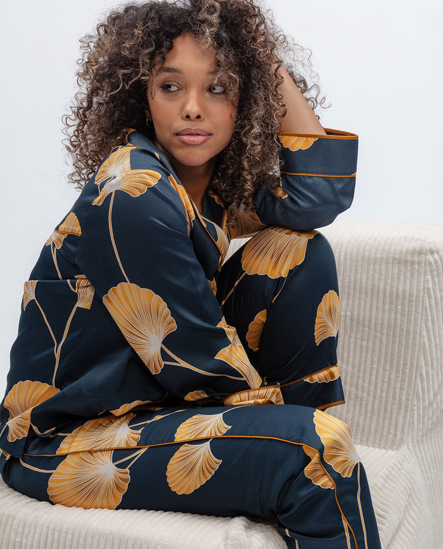 Sapphire Leaf Print Pyjama Set