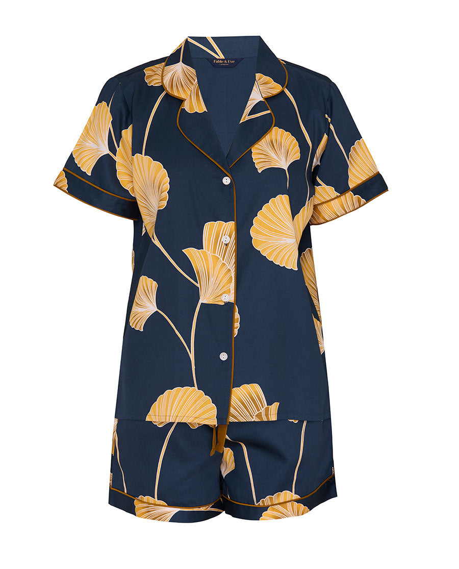 Womens Leaf Print Shorty Set