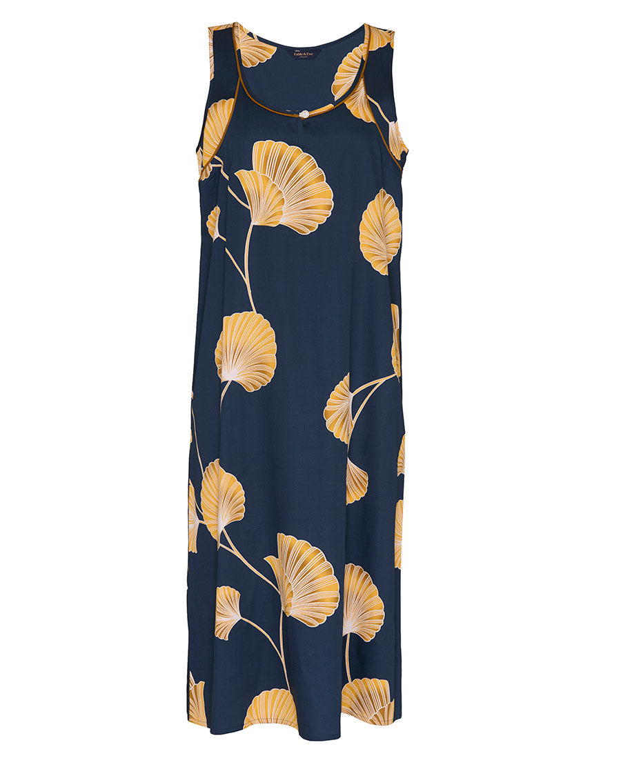 Womens Leaf Print Long Nightdress