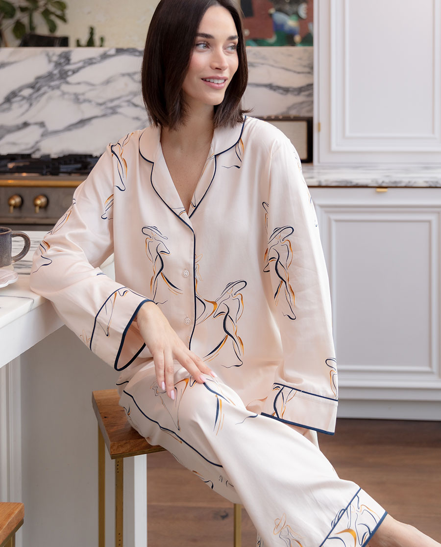 Sapphire Parisian Chic Print Wide Leg Pyjama Set