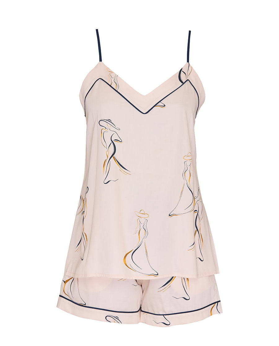 Womens Parisian Chic Print Cami and Shorts Set