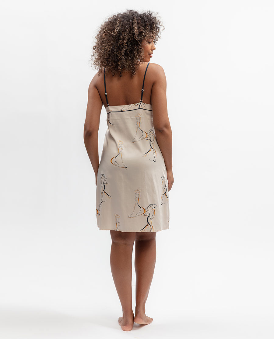 Womens Parisian Chic Print Short Nightdress