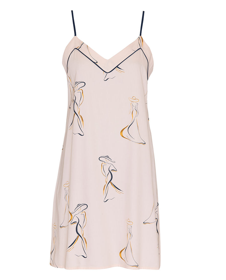 Womens Parisian Chic Print Short Nightdress