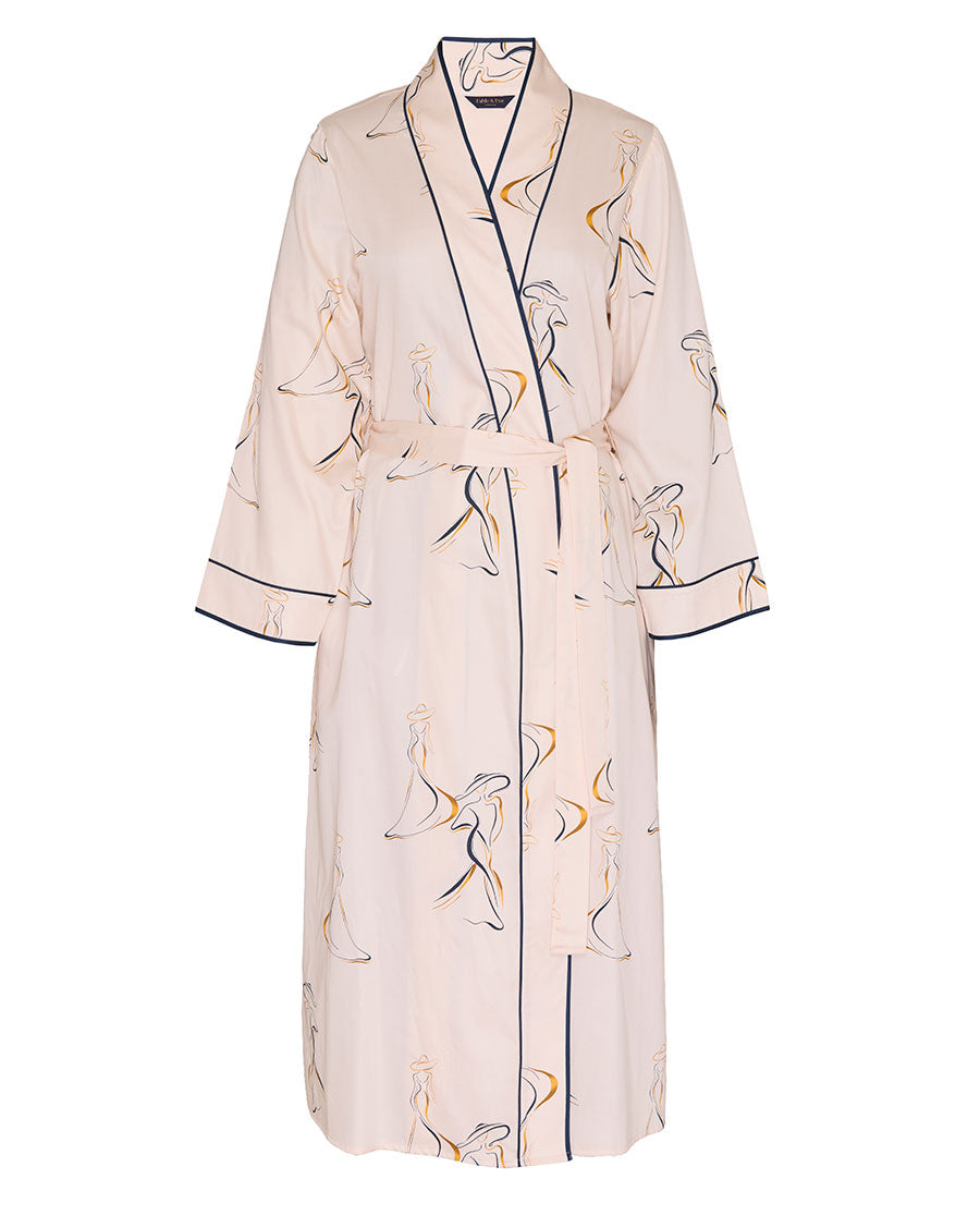 Sapphire Parisian Chic Print Long Dressing Gown