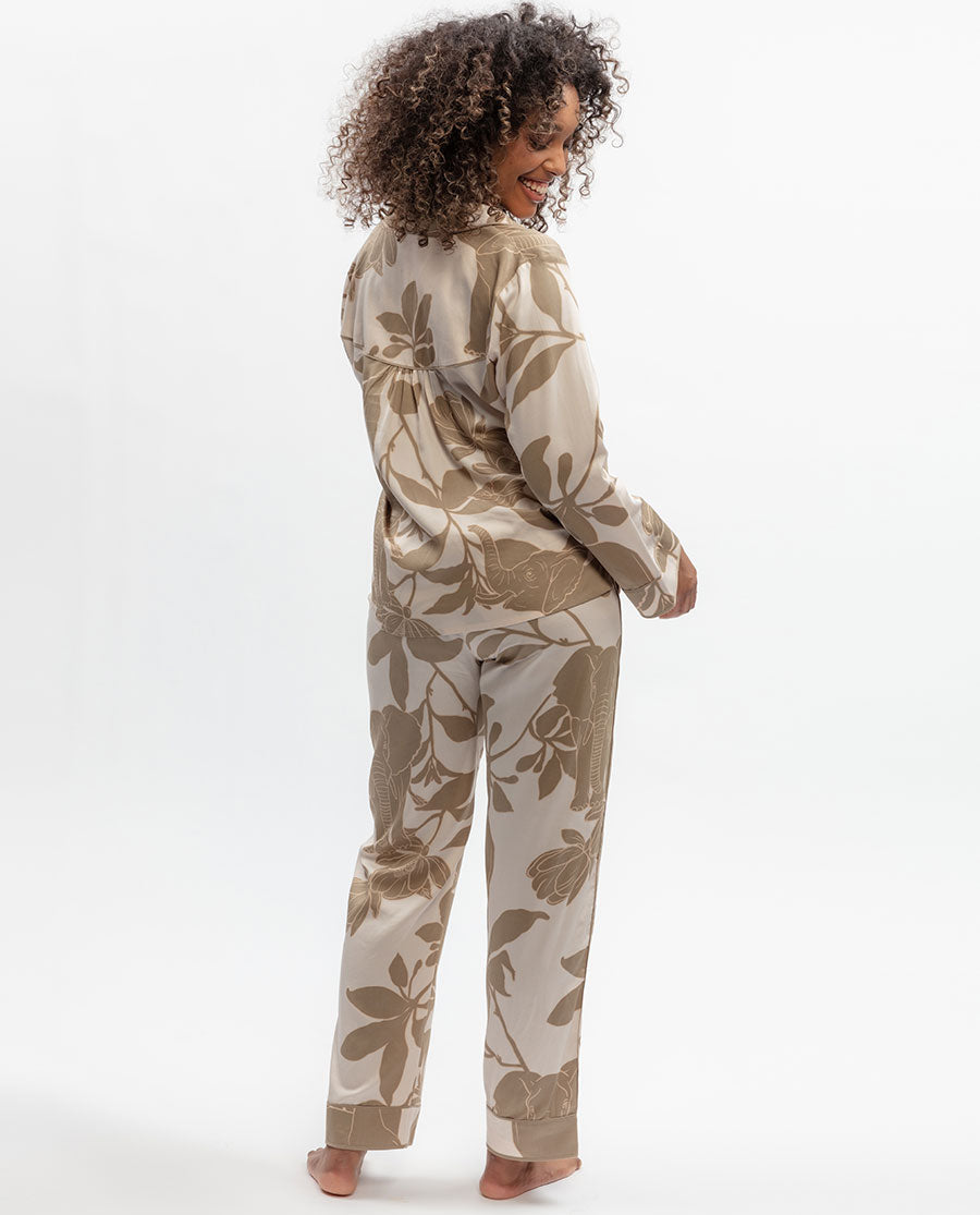 Amber Elephant Print Wide Leg Pyjama Set