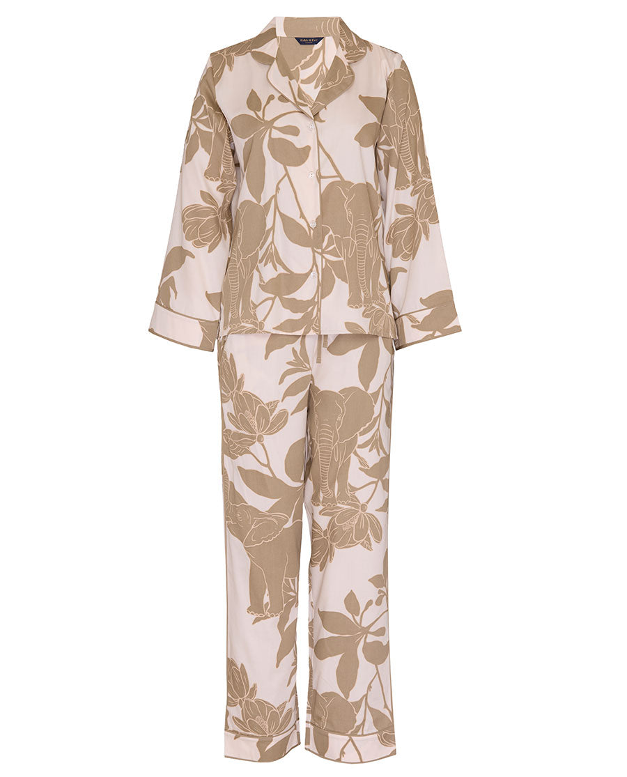 Amber Elephant Print Wide Leg Pyjama Set