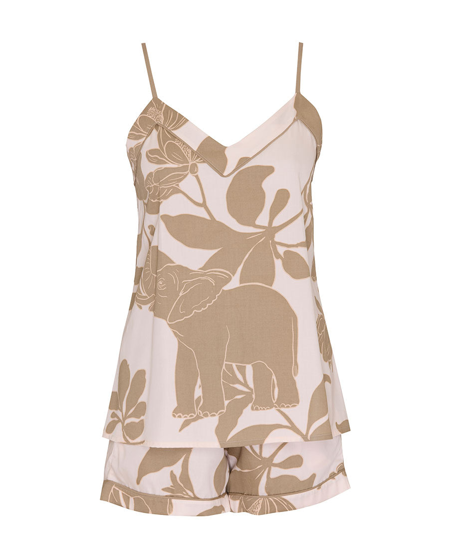 Womens Elephant Print Cami and Shorts Set