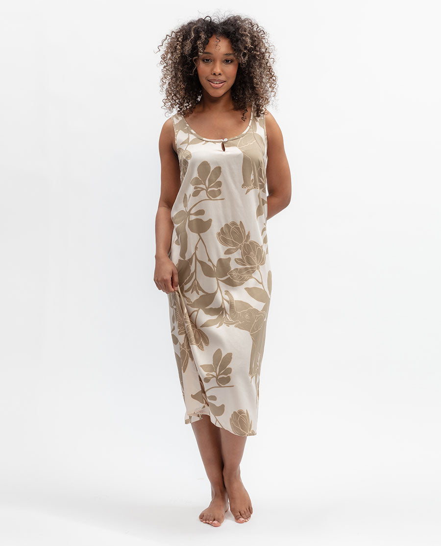 Amber Elephant Print Long Nightdress