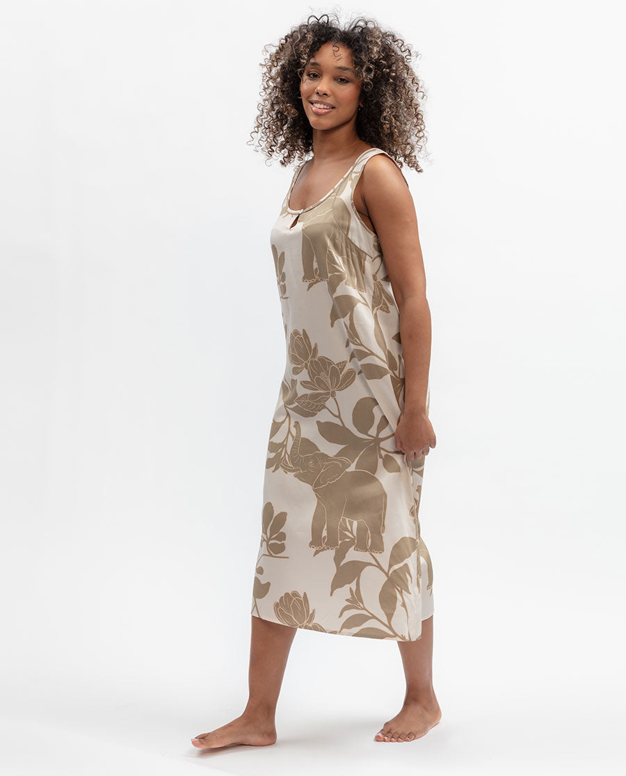 Womens Elephant Print Long Nightdress