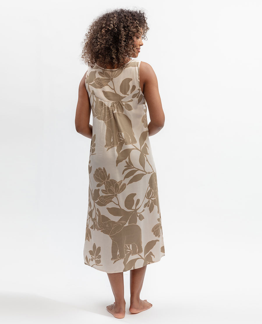 Womens Elephant Print Long Nightdress